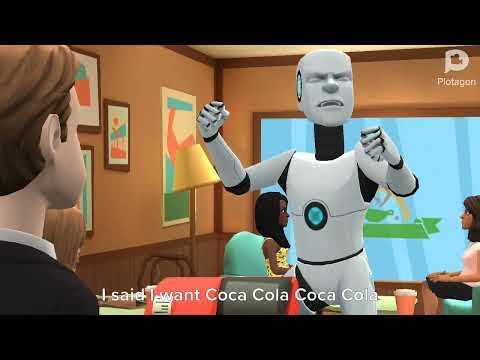 Android Robot wants a Coca-Cola when there is no more.