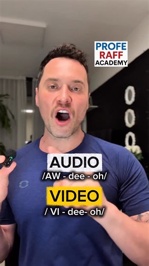 Raff Aieta on Instagram: "In audio and video, the T becomes a flap sound, which sounds like a soft D in natural speech (in Spanish and Italian, it’s the soft R sound) 🇺🇸 Audio → aw-dee-oh Video → vi-dee-oh Train your ears, sound more natural, and stop guessing how English is really spoken. Comment: ACCENT - I’ll send you 7 FREE days in my English Academy via DM (link in my profile: SKOOL) 🚀 It’s time to level up your listening & speaking. … #english #learn #learning #learnenglish #ingles"