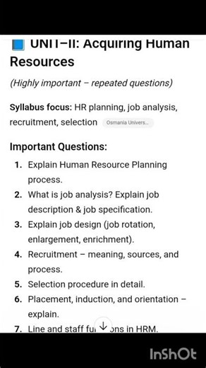 Human resource management imp questions 4th sem BBA BA