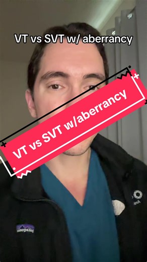 It can difficult to differentiate betwe VT vs SVT with aberrancy. If you’re unsure always treat as if it is VT! The Brugada or Vereckei algorithms are my go to for helping me decide. #doctor #medicaltiktok #medicaleducation #medschool #residency
