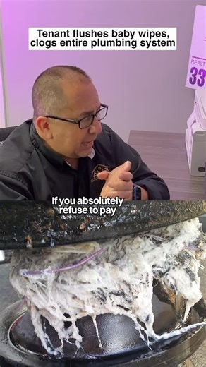 Bill Sandford on Instagram: "Tenant flushes baby wipes, clogs entire plumbing system #tenant #landlordlife #landlordnightmare #rentalproblems #bees beeswarm(DISCLAIMER: This is a skit based on a true story)"