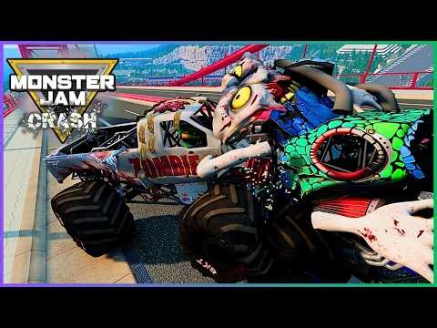 Monster Jam Crash | Grave Digger, Sparkle Smash & Zombie Freestyle Chaos + Megalodon Speed Racing