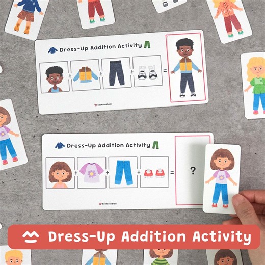 Dress-up Addition Activity, Kindergarten Learning, Preschool Math Matching Game, Logic Puzzle - Etsy