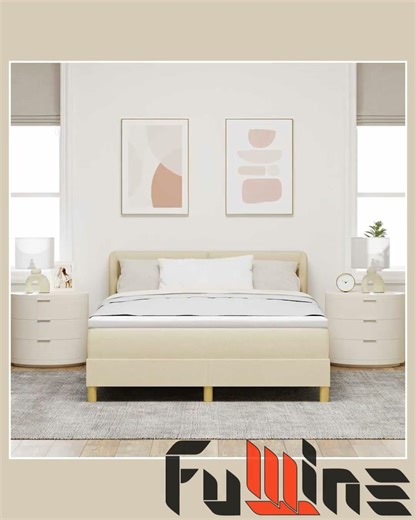 Boxspringbett mit Matratze Creme 140 x 200 cm Stoff