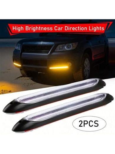 LED Automotive Daytime Running Light Strips (1 Pair), DRL Turn Signals (White/Yellow), Suitable For Automotive Front Bumper Headlights, 34CM/13.58INCH, Sequential Flow Turn Signal Taillight Strip Kit, Universal Type, Suitable For Multiple Car Models, DC12V, Hard Wire Power Supply, Thanksgiving/Christmas Gift. | SHEIN