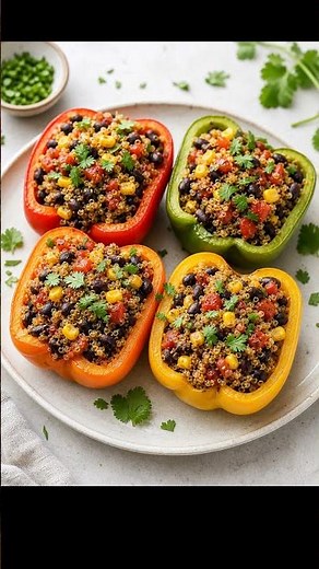Zesty Quinoa and Black Bean Stuffed Peppers