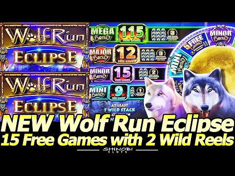 NEW Wolf Run Eclipse Slot Machine - Live Play and 15 Free Games with 2 Wild Reels!