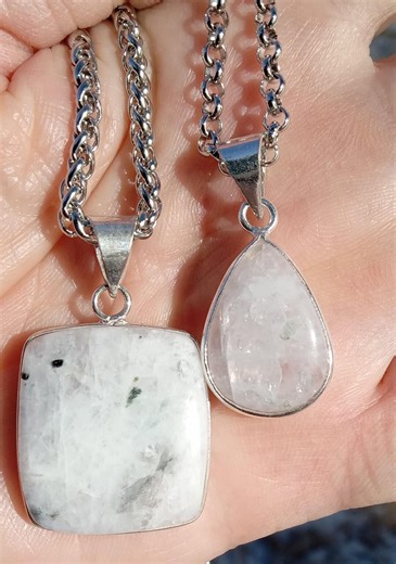 Moonstone Pendants Sturdy Stainless Steel Chain Water Energies Balance Emotional Healing Spiritual Intuition. 805 - Etsy