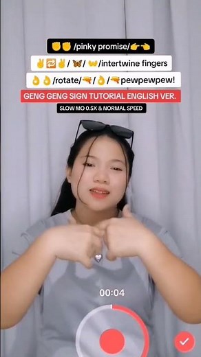 GENG GENG SIGN TUTORIAL SLOW MO 0.5X SPEED ENGLISH VER. #fyp #genggeng #genggengsign #slowmotutorial
