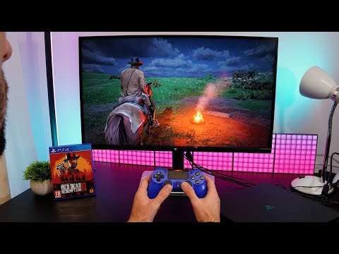 PS4 Slim On 27" 4K Mini LED Monitor- RDR 2 Open World POV Gameplay