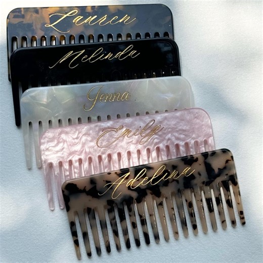 Personalized Name Hair Comb, Custom Engraved Text Logo Comb, Travel Brush, Bridesmaid Birthday Gift - Etsy Hong Kong