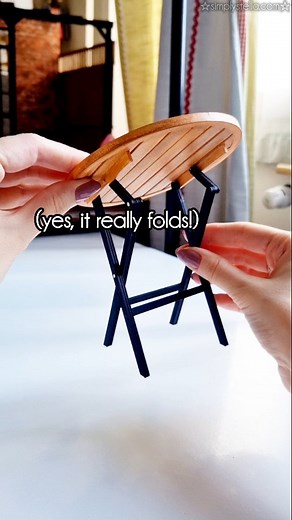 Just a quick peek at how I made this WORKING miniature folding table— and yes, I'm VERY excited that it actually folds, can you tell? 🤣🤣🤣 👉 Full Tutorial Free Template on my YouTube channel (link in bio)! ❤️ For more tutorials on how to make realistic dollhouse miniatures, dolls craft, and free resources, check out my page and follow to get notified of my new posts! #diyminiatures #dailymini #handmademiniatures #miniatures #dollhouse | Simplystella Miniatures