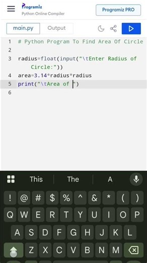 Python Program to Find Area of Circle| #areaofcircle #learnwithsoumi #coding #pythonprogramming#area