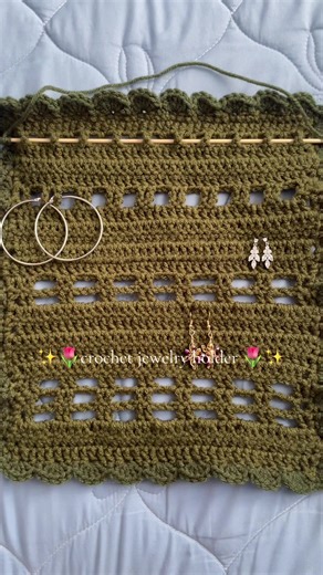 crochet jewelry holder!! i explained how i made it in my previous video 💕 #crochet #jewlery #crochettiktok #fyp #jewleryholder