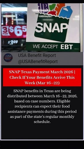 SNAP Texas Payment March 2026 Check If Your Benefits Arrive This Week Mar 16–22