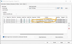Displays multiple Surface elevation in a band of profiles