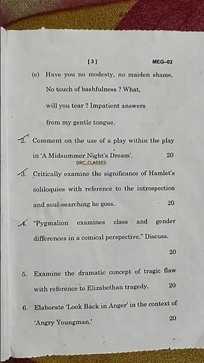MEG 02 BRITISH DRAMA QUESTION PAPER JUNE 2024 TEE IGNOU #ignouquestionpaper #ignou #june2024
