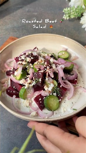Roasted Beet 🫜 Cucumber 🥒 Salad 🥗 with Dill-yogurt Lemon 🍋 Dressing🍃🍁