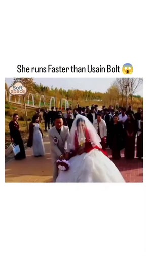 Laughing Zone on Instagram: "The post features a hilarious 18-second viral clip captioned "She runs faster than Usain Bolt," capturing the ultimate commitment phobia. The video shows a wedding tradition where a man catches the bouquet (signifying he is next to marry) and immediately tries to propose to his partner. Instead of saying "Yes," she triggers a full-blown survival instinct and sprints away at record-breaking speed, forcing him to chase her. Clips like this go viral because they showcas