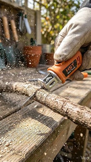 Tiny Electric Pruning Saw Cuts Real Wood Branch!