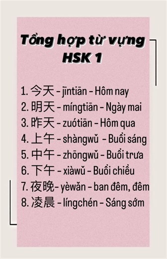 Tổng hợp từ vựng HSK 1 | Tiếng Trung 21 Ngày