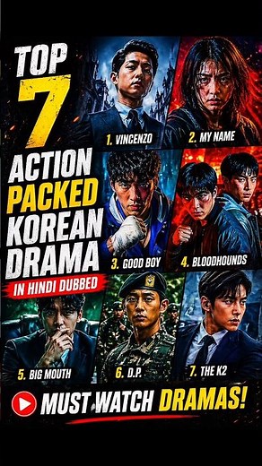 Top 7 Action Packed Korean Drama in hindi dubbed #kdrama#hindidubbed#shorts