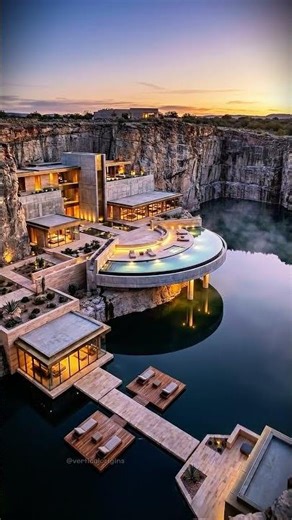 They Turned a Flooded Quarry Into This #architecture #luxurydesign #shorts