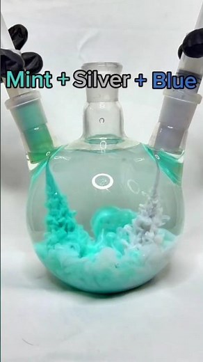 Mint, Silver & Blue Color Mix 💚✨💙 | Satisfying Water Art #shorts