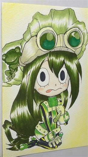 【ファンアート】僕のヒーローアカデミア✨蛙吹梅雨💚線画→カラー🎨