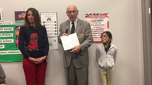 City Manager Ed Lavallee announces the winner of the annual City of Venice Holiday Card Contest, Venice Elementary School third-grader Sahana Nayyar, | Venice, Florida Municipal Government