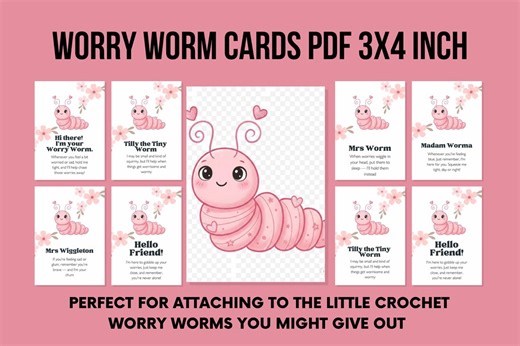 Pink Worry Worm Cards PDF, Anxiety Help for Kids, Classroom Activities - Etsy
