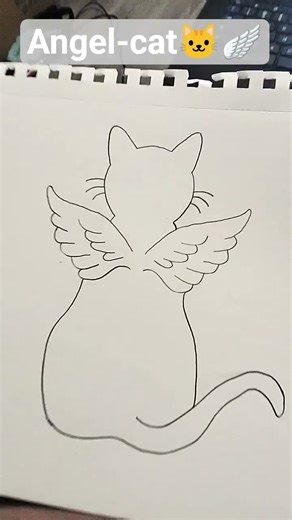 How to draw a cat with angel wings #art