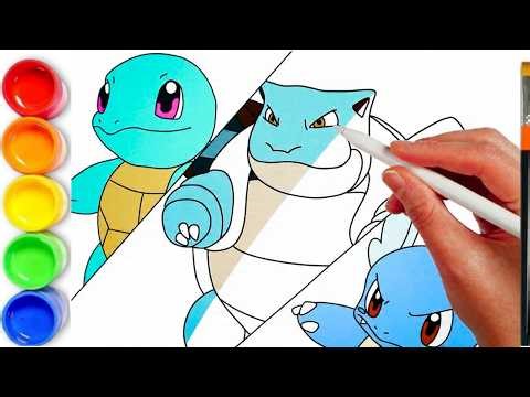 How To Draw Pokemon -Squirtle, Wartortle, Blastoise | Pokemon Coloring Pages