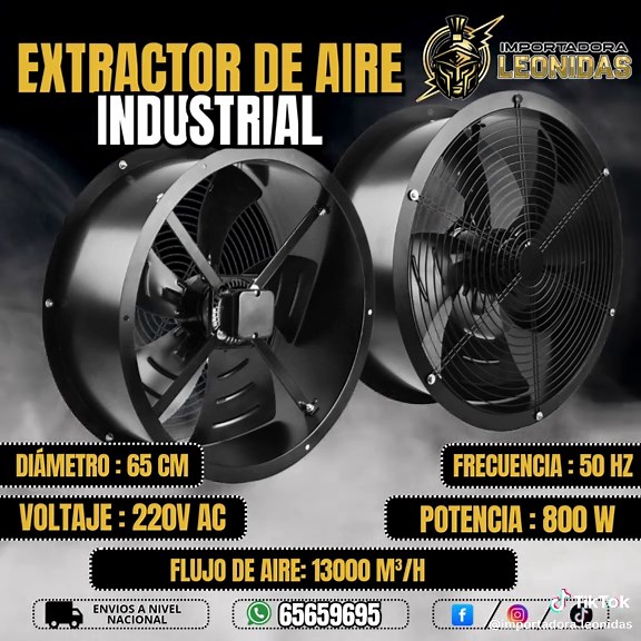 Extractor de aire industrial– Potencia y Alto Flujo de Ventilación 💨 Modelo : YMF - 600 Garantiza una ventilación eficiente con el Extractor de Aire Industrial 800W, diseñado para mover grandes volúmenes de aire con máxima potencia y rendimiento. Ideal para entornos industriales que requieren circulación de aire constante. 🔹 Características: ✅ Potencia: 800W – Alto desempeño en ventilación ✅ Voltaje: 220V AC – Compatible con sistemas estándar ✅ Frecuencia: 50 Hz – Funcionamiento estable y efic