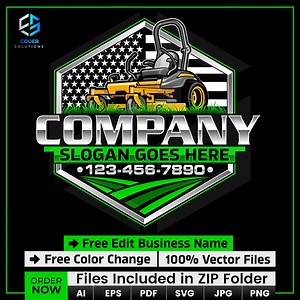 American Lawn Care Logo, Landscaping Business Logo, Mowing Logo, Lawn Services Logo, Zero Turn Mower Logo, Gardening Logo, Lawn Maintenance - Etsy