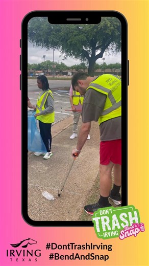 Keep Irving Beautiful @KIB_Irving , Irving Public Library staff @irvinglibrary and the folks at the Lively Rec Center Adult Day Therapeutic Program doing the Bend & Snap to help keep Irving litter-free. Your turn! #DontTrashIrving #BendAndSnap #IrvingTX