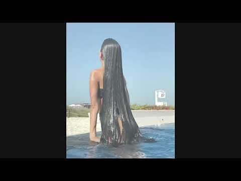 very long wet hair