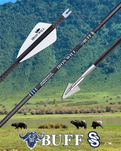 INTRODUCING NEW IRON WILL BUFF SS ARROWS ENGINEERED FOR THE WORLD’S LARGEST AND MOST DANGEROUS GAME Buff SS shafts feature a stainless steel–infused carbon fiber weave for exceptional structural integrity and strength under extreme impact. With a substantial 16.6 grains per inch, they are purpose-built for ultra-heavy arrow systems in the 650–1000 grain range, maximizing momentum, penetration, and reliability when failure is not an option. “Buff SS arrows were engineered for scenarios where conv