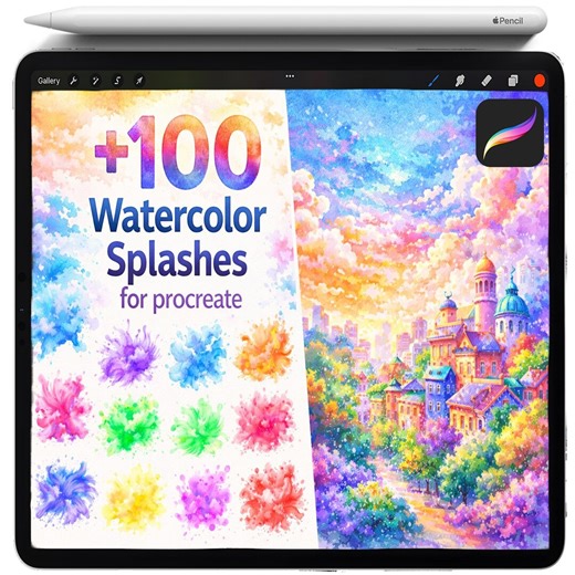 Procreate Splatters, Procreate Splashes, Ink Watercolor Stamps, Drip Brush Set, Procreate Alcohol Painting, Liquid Brush, Watercolor Washes - Etsy