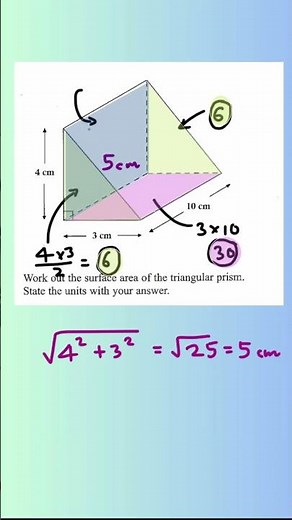 Surface Area of a Triangular Prism | GCSE Maths Practice