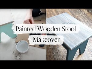 Refinishing a Boho Wooden Stool with Paint | Surface Prep, Staining with White Wash, & Stenciling