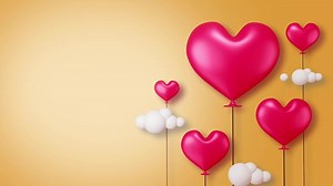 Download Pink Heart-Shaped Balloons with Clouds for free