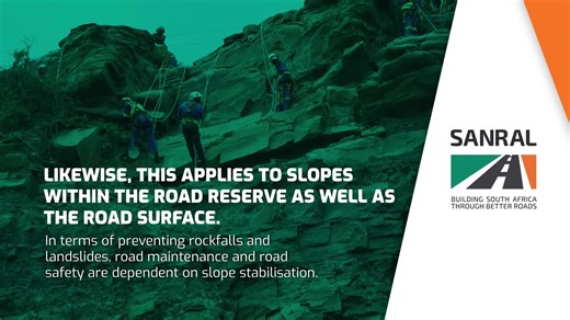 37 reactions · 9 comments | SANRAL projects prioritise road safety While the national road network is largely in good shape, many of South Africa’s roads are well over 40 or 50 years old and as such require extensive maintenance. Likewise, this applies to slopes within the road reserve as well as the road surface. In terms of preventing rockfalls and landslides, road maintenance and road safety are dependent on slope stabilisation. | Sanral | Facebook