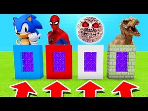 Minecraft PE : DO NOT CHOOSE THE WRONG PORTAL! (Sonic, Lunar Moon, Spiderman & Tyrannosaurus)