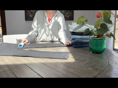 ASMR - Folding Denim Jeans - Some Soft Speaking