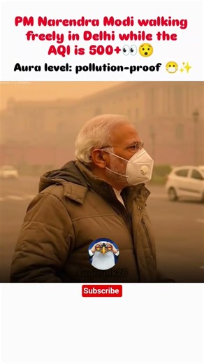 PM Narendra Modi walking freely in Delhi while the AQI is 500+ aura level pollution-proof 😷 #shorts