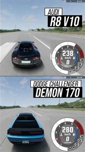 🔥 Dodge Challenger SRT Demon 170 vs Audi R8 🔥 #carcomparison #beamngdrive