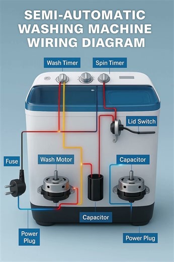 Simple Washing Machine Wiring Explained! ⚡🧰 #shorts #trending #viral