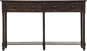 Vintage Console Table with 2 Storage Drawers & Bottom Shelf for Living Room Entryway Bedroom Hallway Foyer Corridor Office (Espresso)