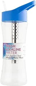 New Wave Enviro Alkaline Water Bottle with Stainless Steel Wand, 22oz. Capacity, BPA Free Bottle, Blue